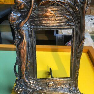 Vintage Antiqued Copper-Tone Cast Iron Frame. Art Nouveau style